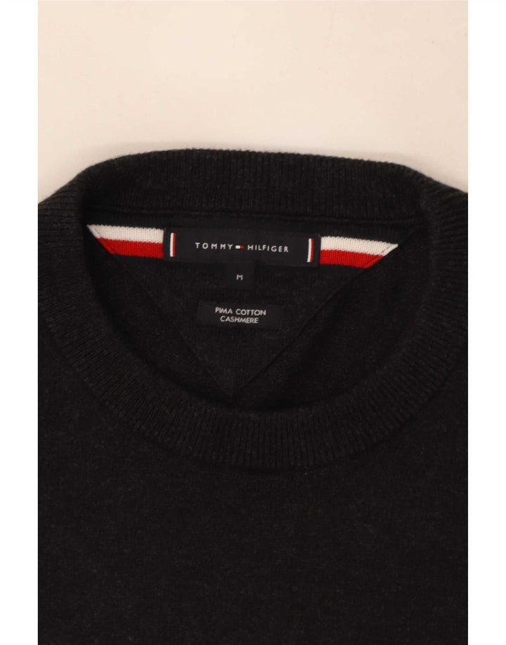 Мужской джемпер с круглым вырезом Tommy Hilfiger, хлопковый свитер среднего серого цвета