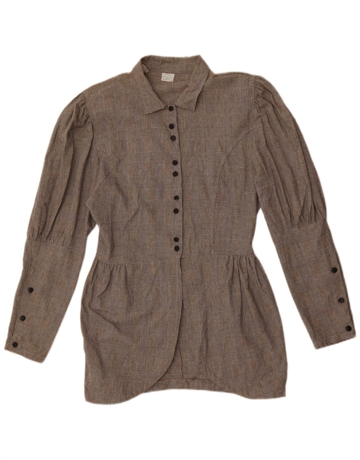 Женская блузка-рубашка Benetton IT 46, большая серая клетка, хлопок