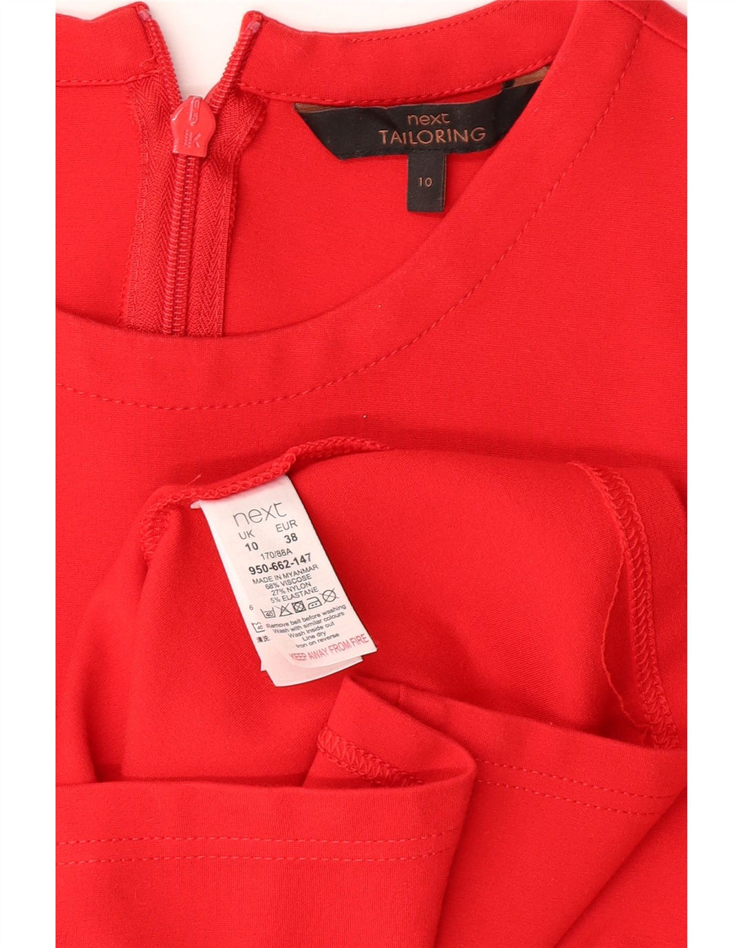 NEXT Womens Basic Dress UK 10 Small Red Viscose Vintage Next and Second-Hand Next from Messina Hembry 