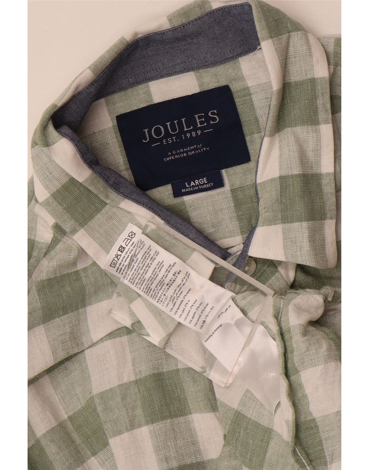 JOULES Мужская рубашка с коротким рукавом, большая зеленая клетка, хлопок