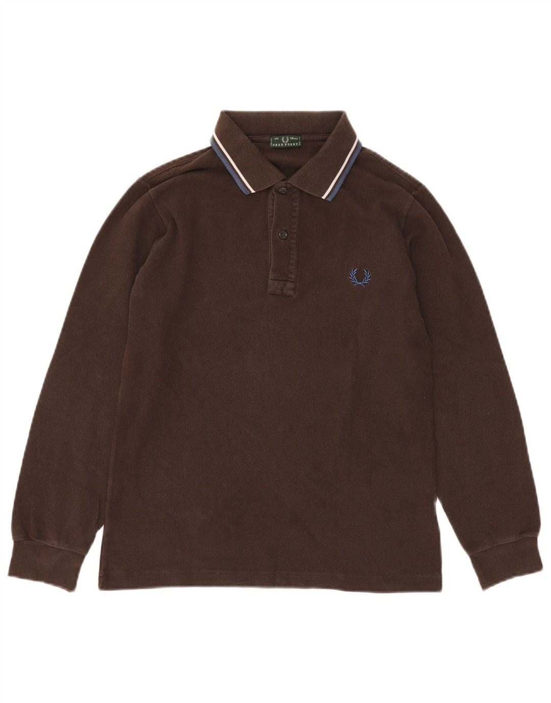 Рубашка-поло с длинными рукавами FRED PERRY для мальчиков, 13-14 лет, коричневая, хлопковая