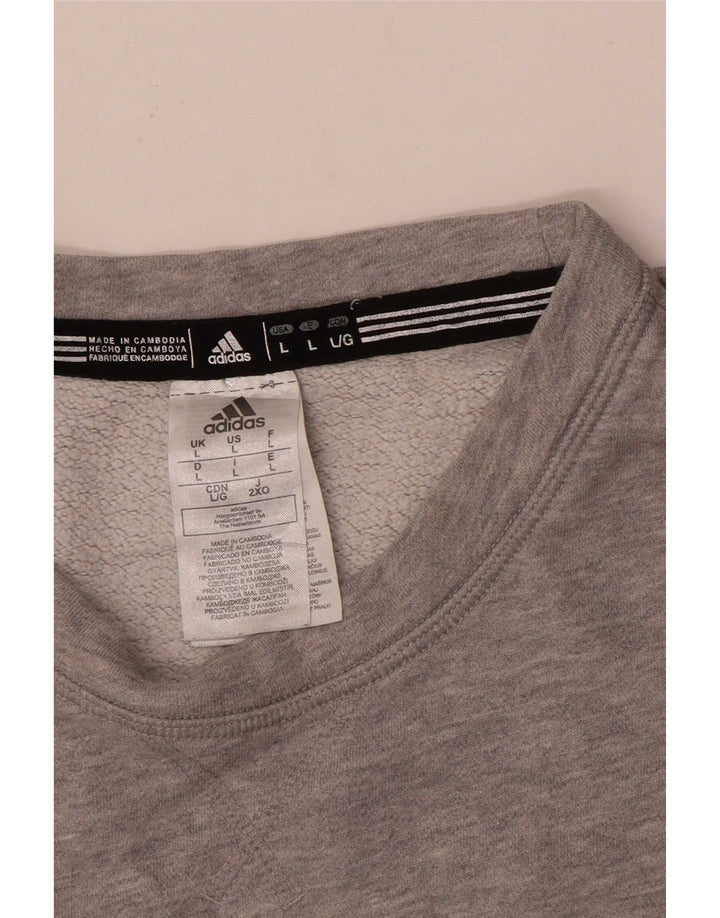 Мужской свитер с рисунком Adidas, большой серый хлопковый джемпер