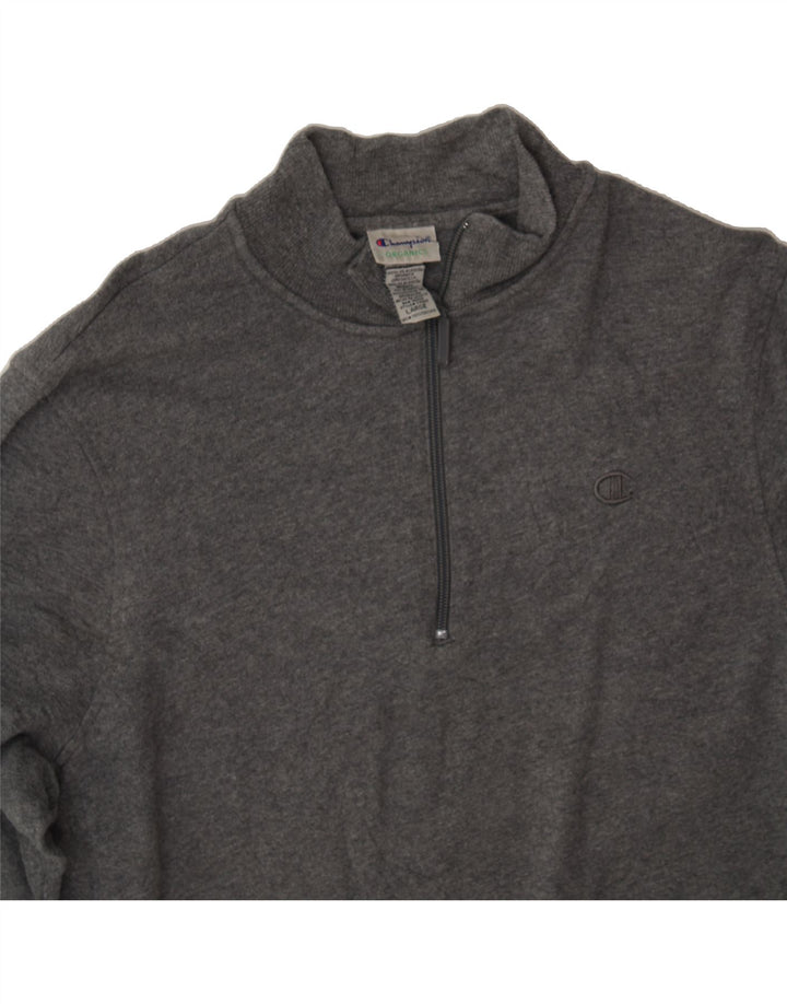 CHAMPION Mens Zip Neck Sweatshirt Jumper Large Grey Cotton Vintage Champion and Second-Hand Champion from Messina Hembry 