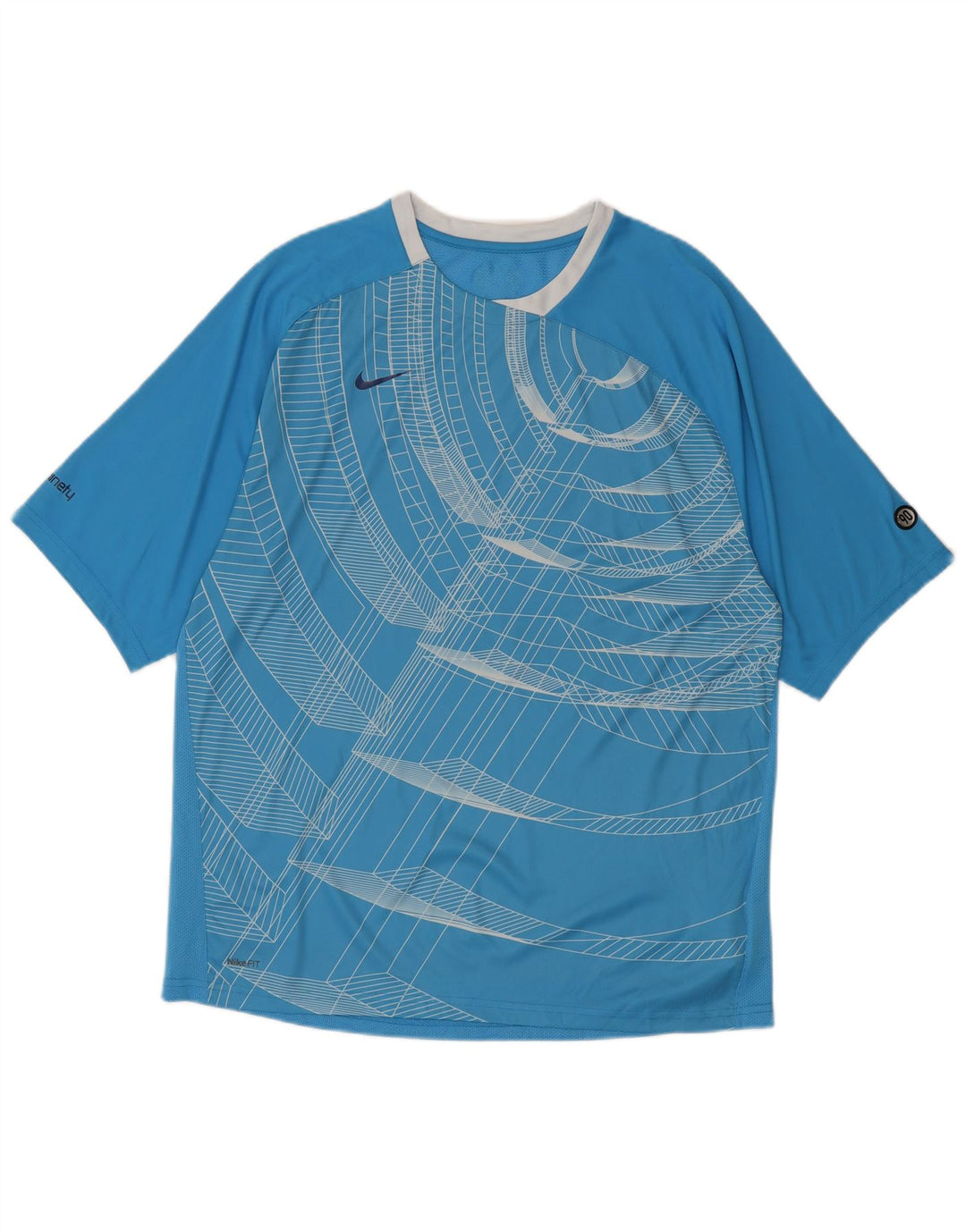 Мужская футболка Nike Top UK 42/44, большой синий полиэстер с геометрическим рисунком
