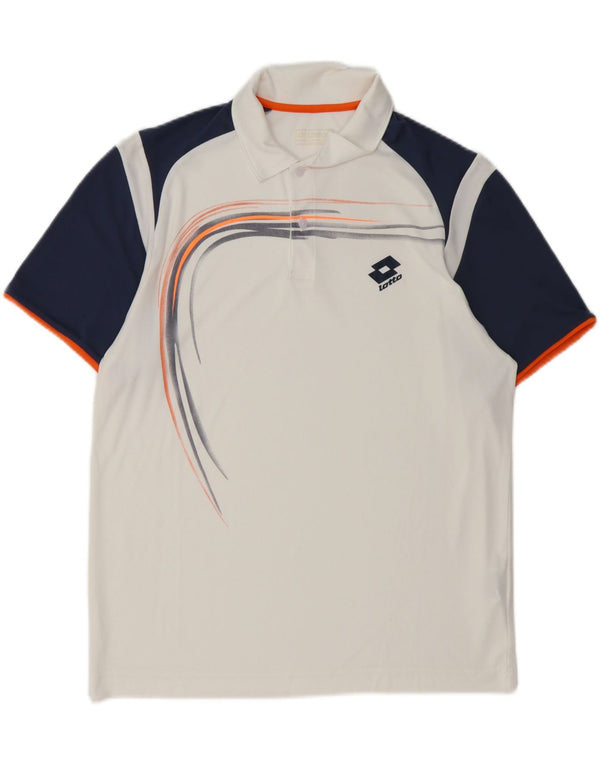 Мужская рубашка поло Lotto с графическим рисунком, большая белая полиэстер с цветными блоками