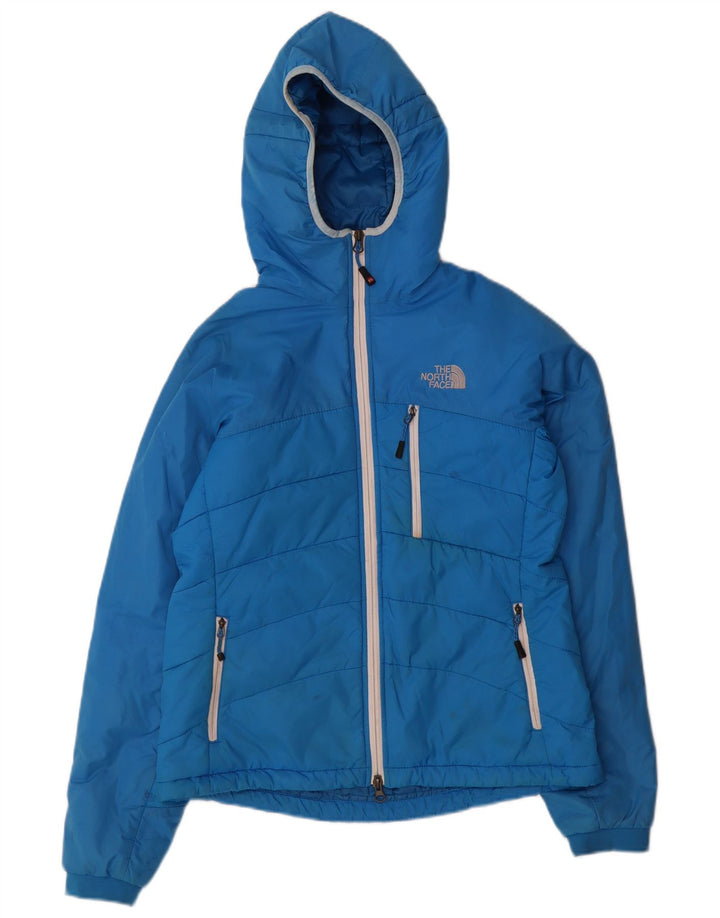 Женская стеганая куртка с капюшоном The North Face UK 12, средний синий нейлон