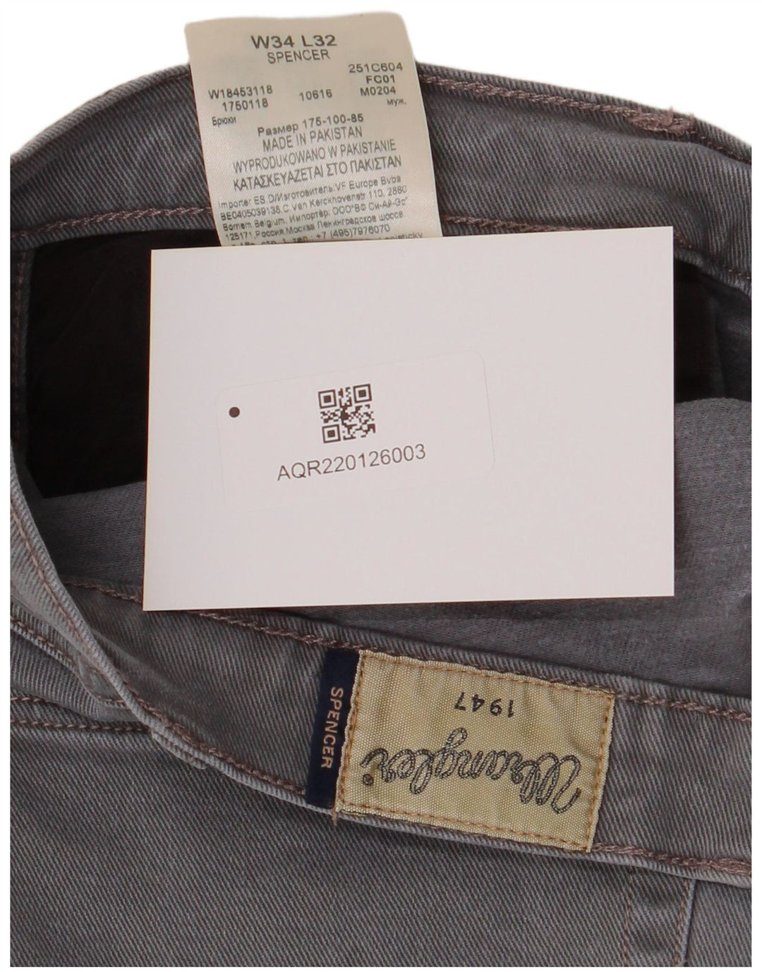 Мужские прямые джинсы Wrangler Spencer W34 L32, серый хлопок