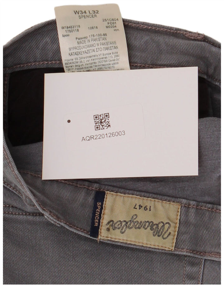 Мужские прямые джинсы Wrangler Spencer W34 L32, серый хлопок