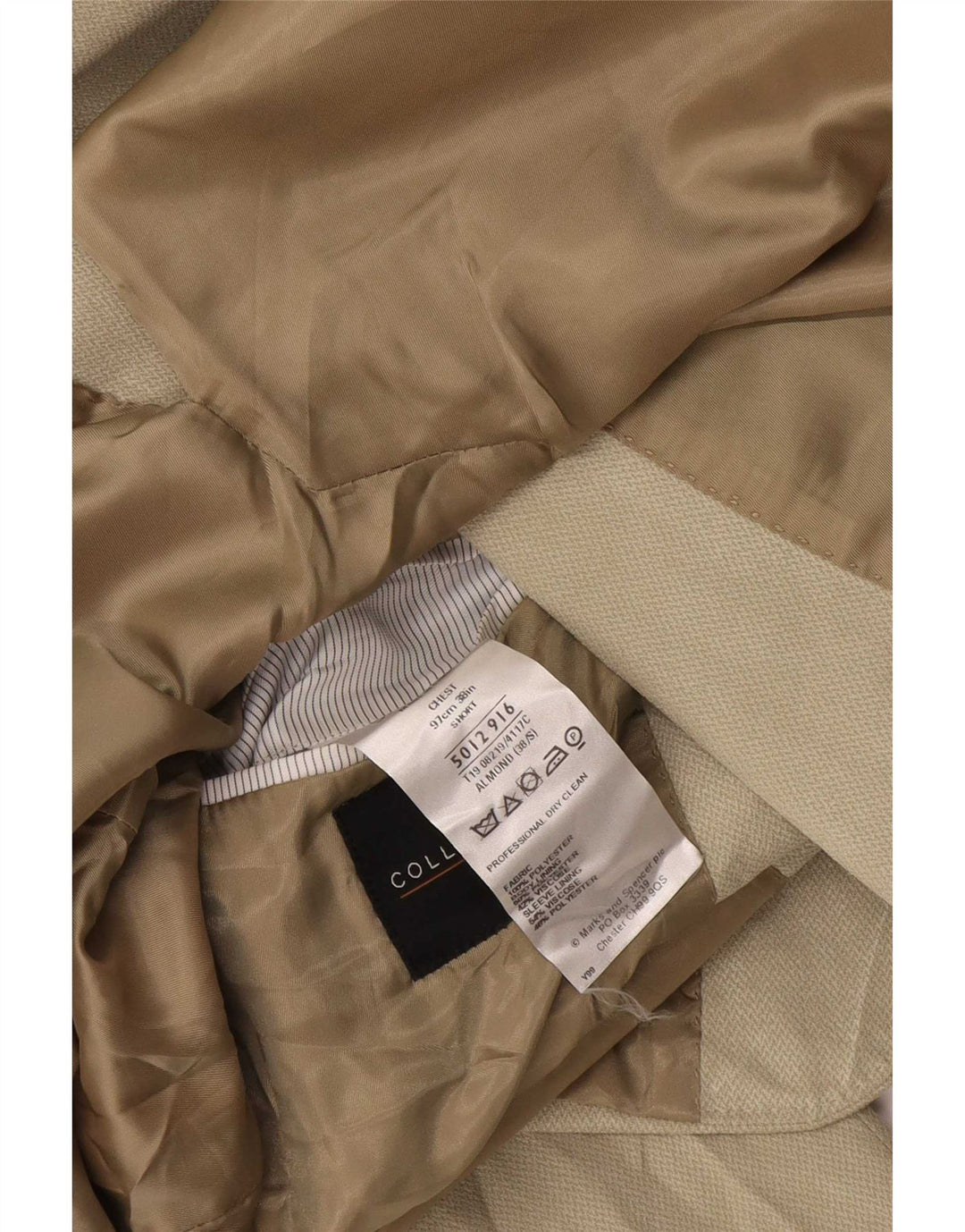 Мужской короткий пиджак на двух пуговицах Marks & Spencer UK 38 средний бежевый