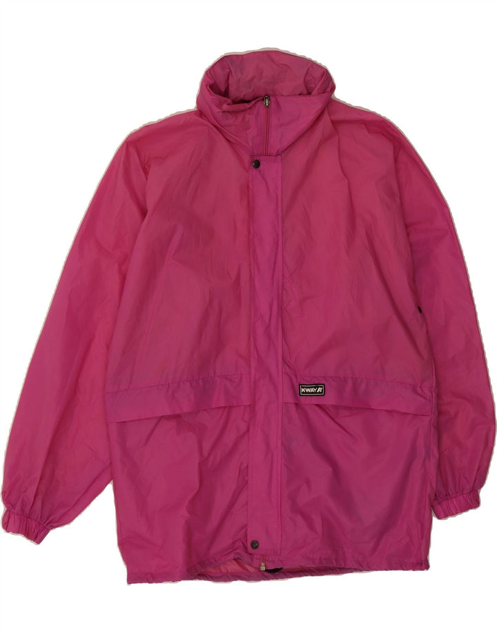 K-WAY Womens Oversized Rain Jacket UK 14 Medium Pink Polyamide Vintage K-Way and Second-Hand K-Way from Messina Hembry 