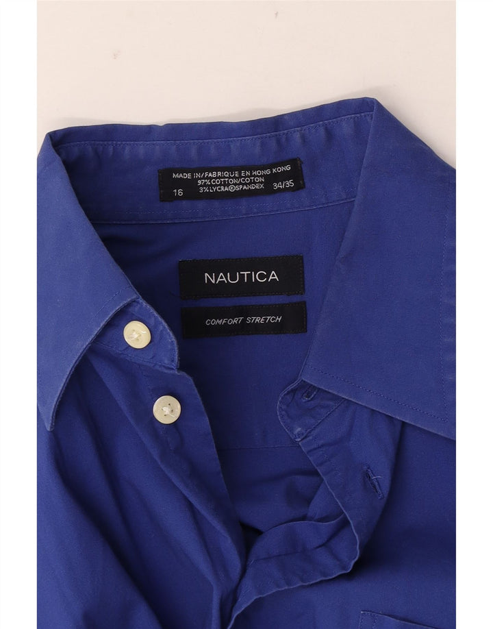 Мужская рубашка Nautica, размер 16, большая синяя хлопковая