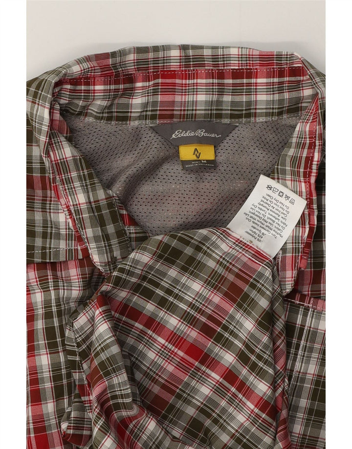 EDDIE BAUER Мужская рубашка с коротким рукавом, средний цвет хаки, полиэстер в клетку