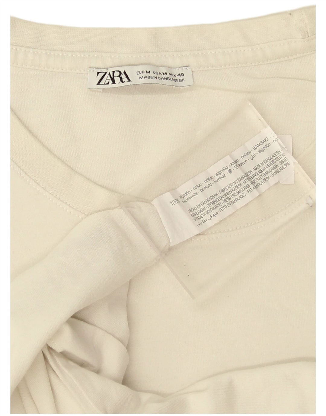 Мужская футболка Zara среднего размера из хлопка белого цвета