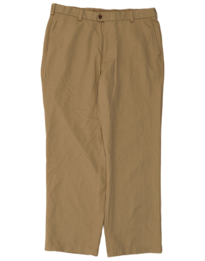 Izod Мужские брюки прямого костюма для гольфа W36 L32 бежевые из полиэстера