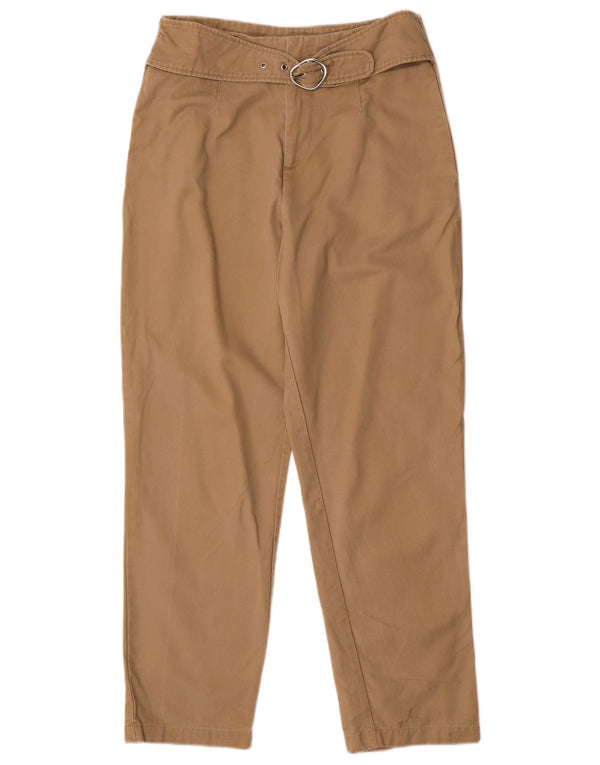 Женские повседневные зауженные брюки ZARA среднего размера W28 L28, бежевый хлопок