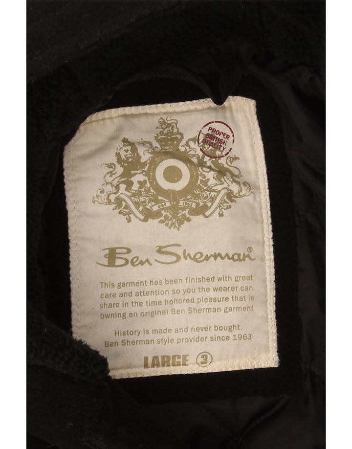 Мужская парка Ben Sherman с капюшоном UK 40, большая черная шерсть