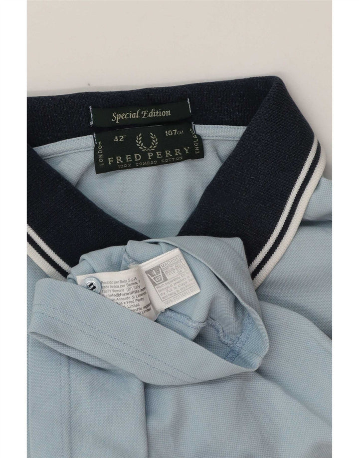 Мужская рубашка-поло для регби Fred Perry, хлопковая синяя полоска среднего размера