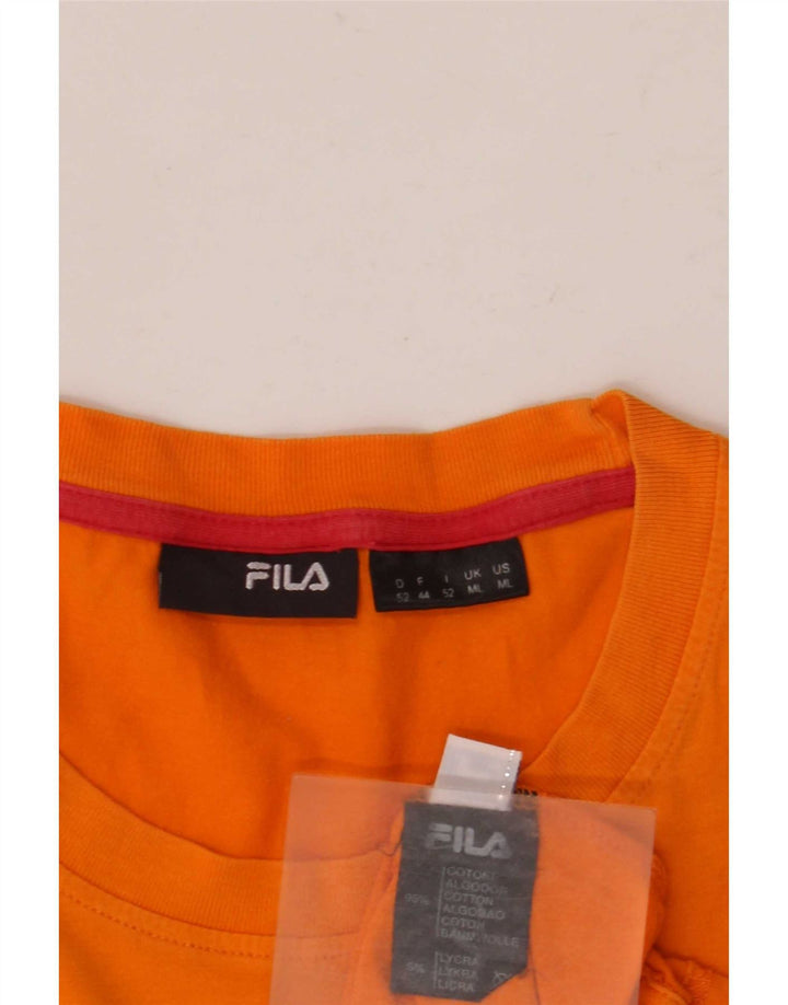 Мужская футболка с рисунком Fila, хлопковый топ среднего оранжевого цвета