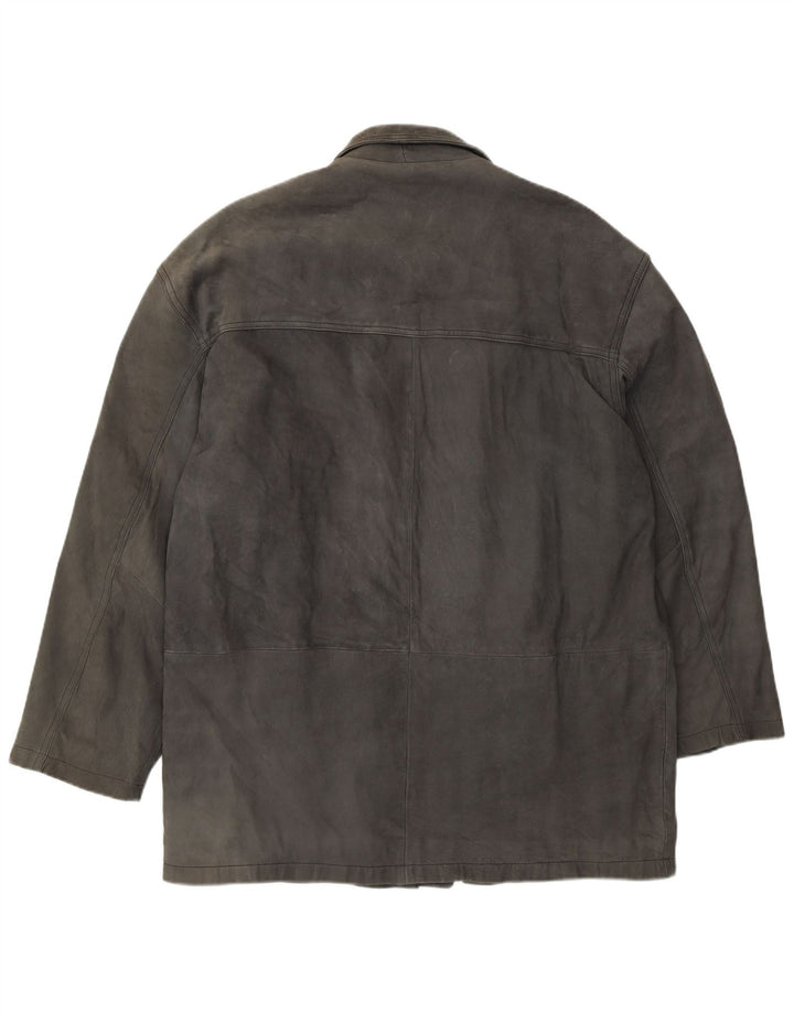 Мужская кожаная куртка L.Lambertazzi UK 40, большая серая кожаная