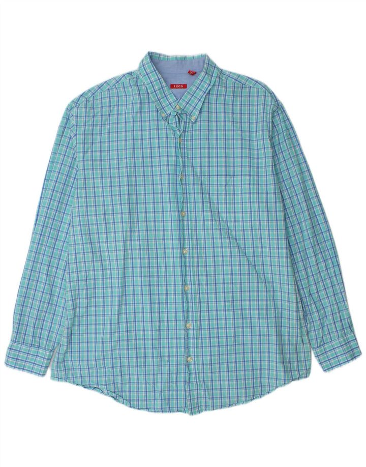 IZOD Мужская высокая рубашка 2XL, синяя клетка, хлопок