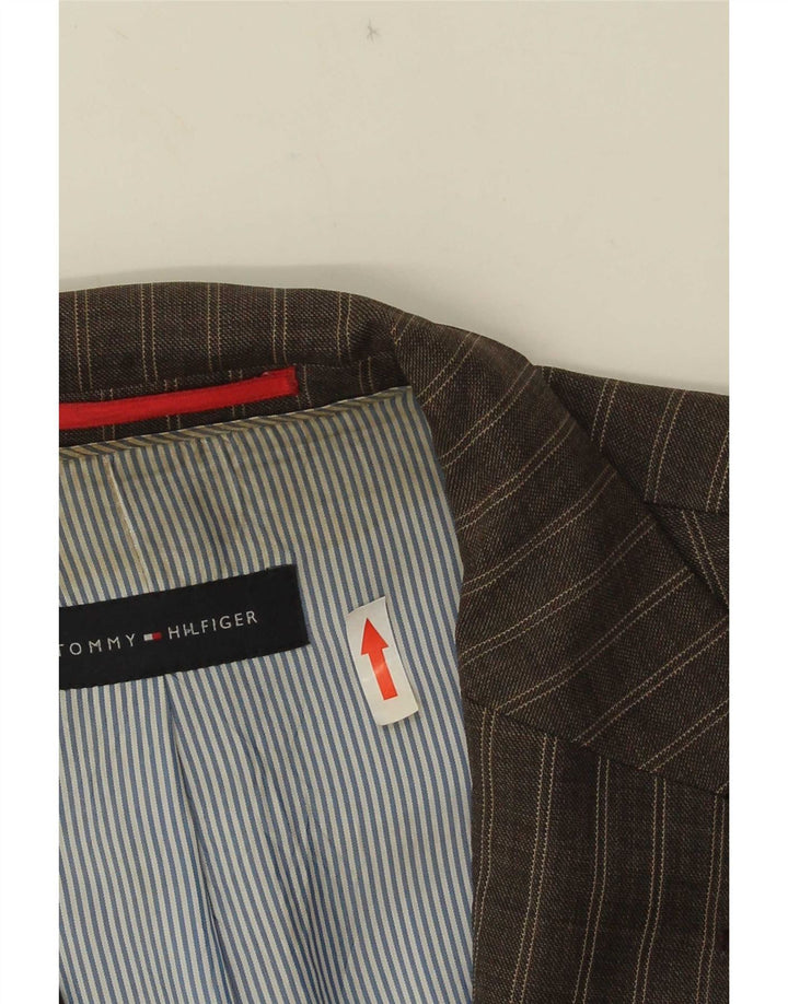 Tommy Hilfiger Мужской пиджак на двух пуговицах IT 52 XL Коричневый в полоску из вискозы