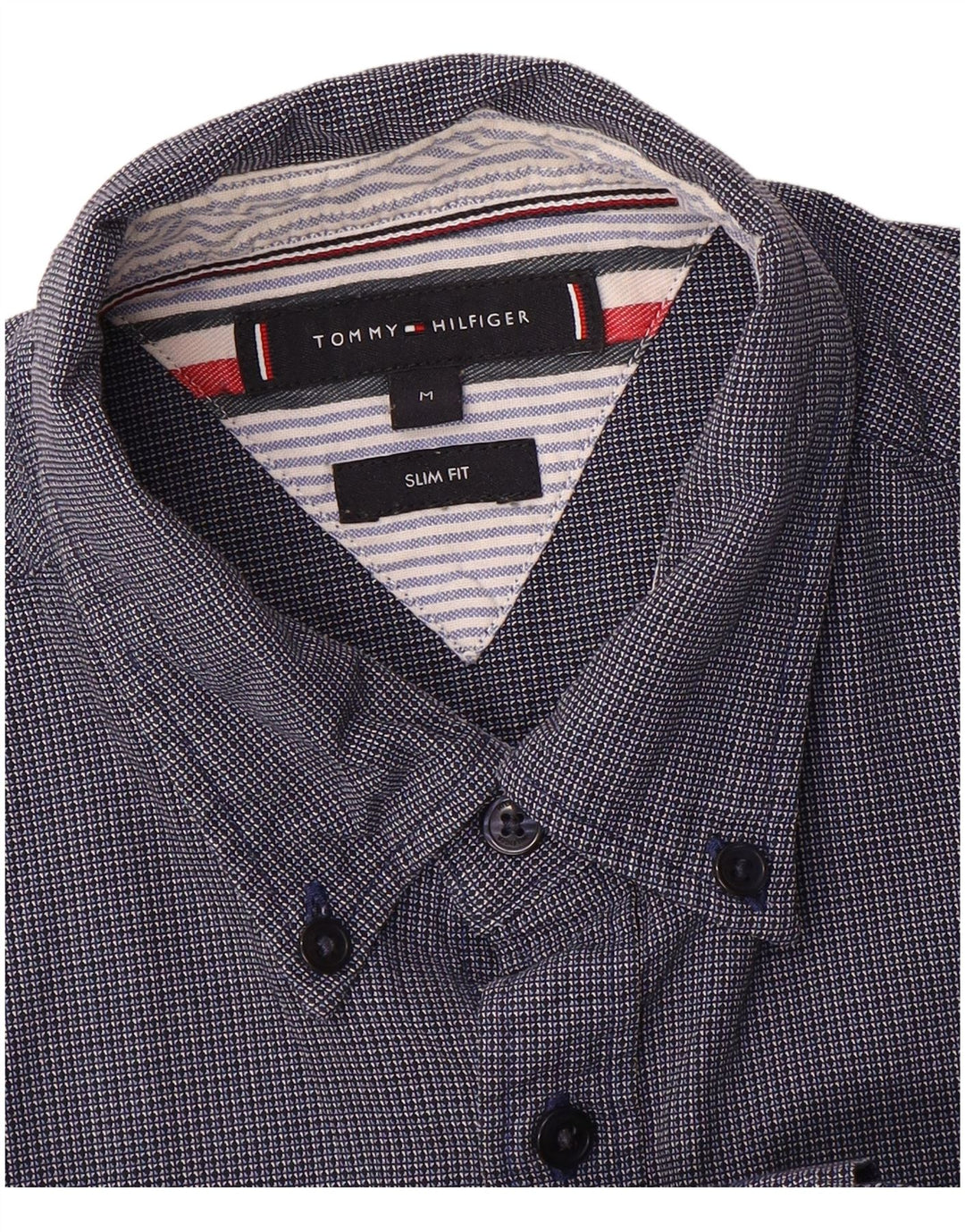 Мужская рубашка узкого кроя Tommy Hilfiger среднего темно-синего цвета в клетку