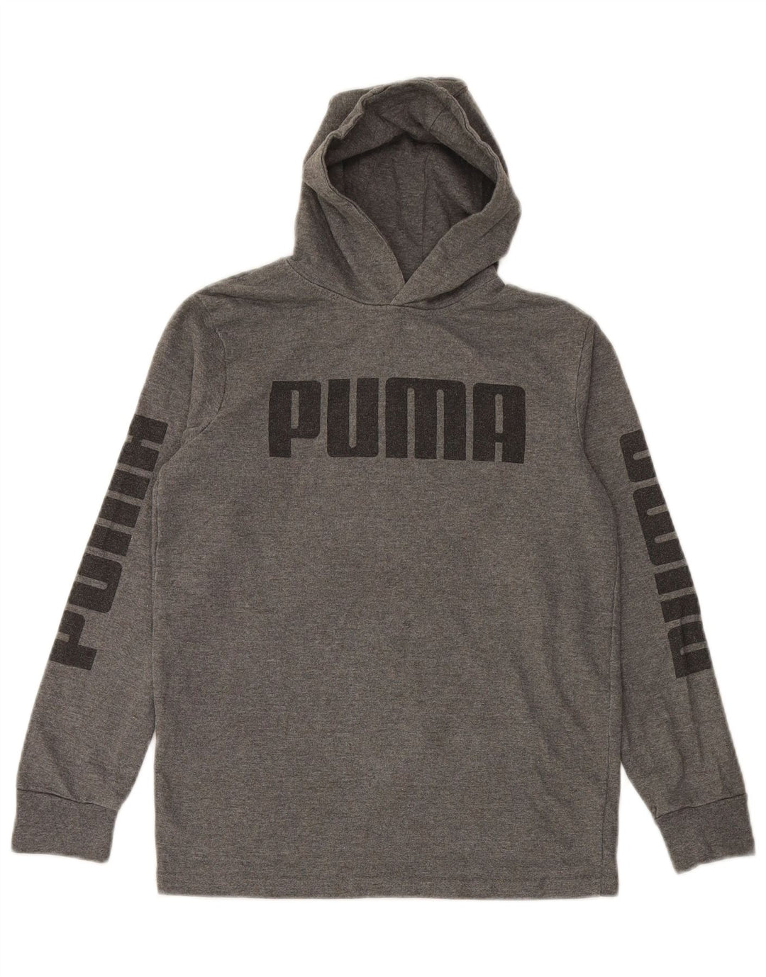 Толстовка с капюшоном PUMA для мальчиков 12–13 лет, большой размер, серый хлопок