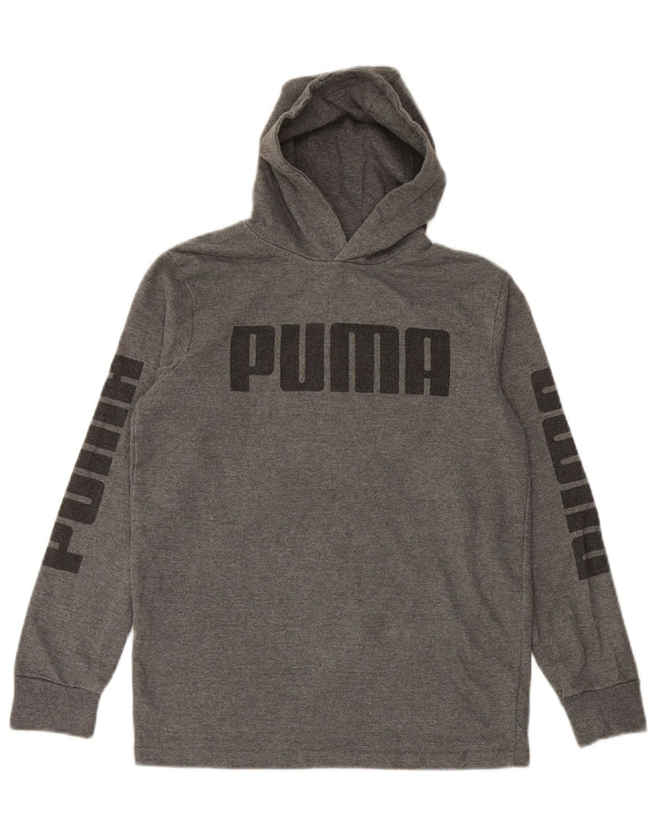 Толстовка с капюшоном PUMA для мальчиков 12–13 лет, большой размер, серый хлопок