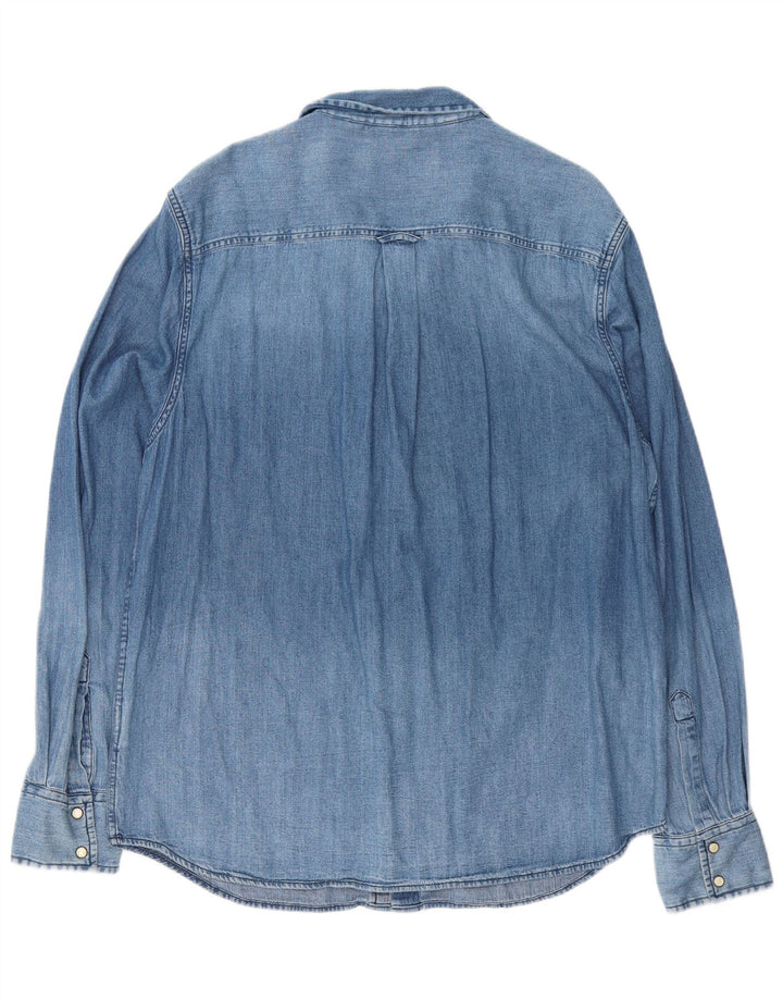 SUPERDRY Мужская джинсовая рубашка 2XL Синяя Хлопок