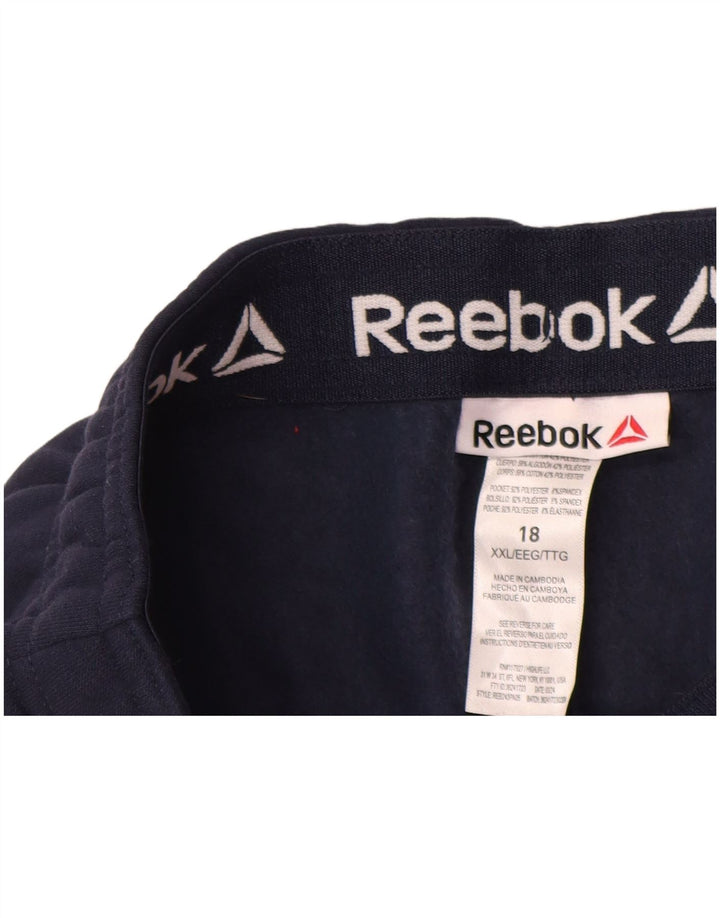 REEBOK Спортивные брюки с графическим рисунком для мальчиков 15-16 лет, 2XL, темно-синий, хлопок