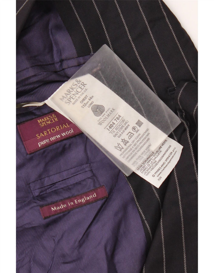Мужской пиджак с 3 пуговицами Marks & Spencer UK 44 2XL темно-синий в тонкую полоску