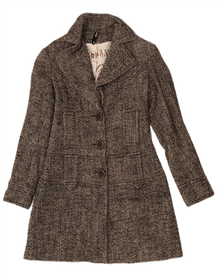 Guess Женское пальто UK 12 Средне-серое шерстяное в крапинку