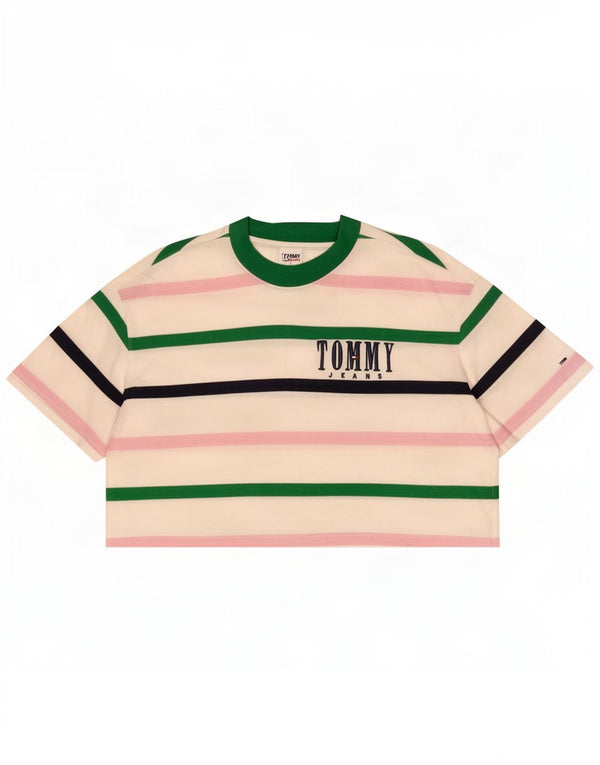 Женская укороченная футболка с рисунком Tommy Hilfiger UK 18 XL, белая полоска