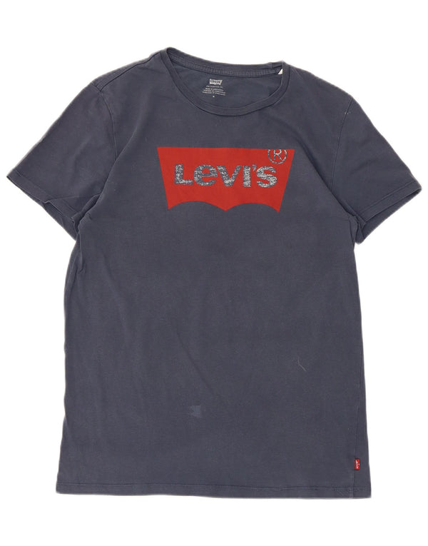 Женская футболка с рисунком Levi's Top UK 12 Medium Navy Blue