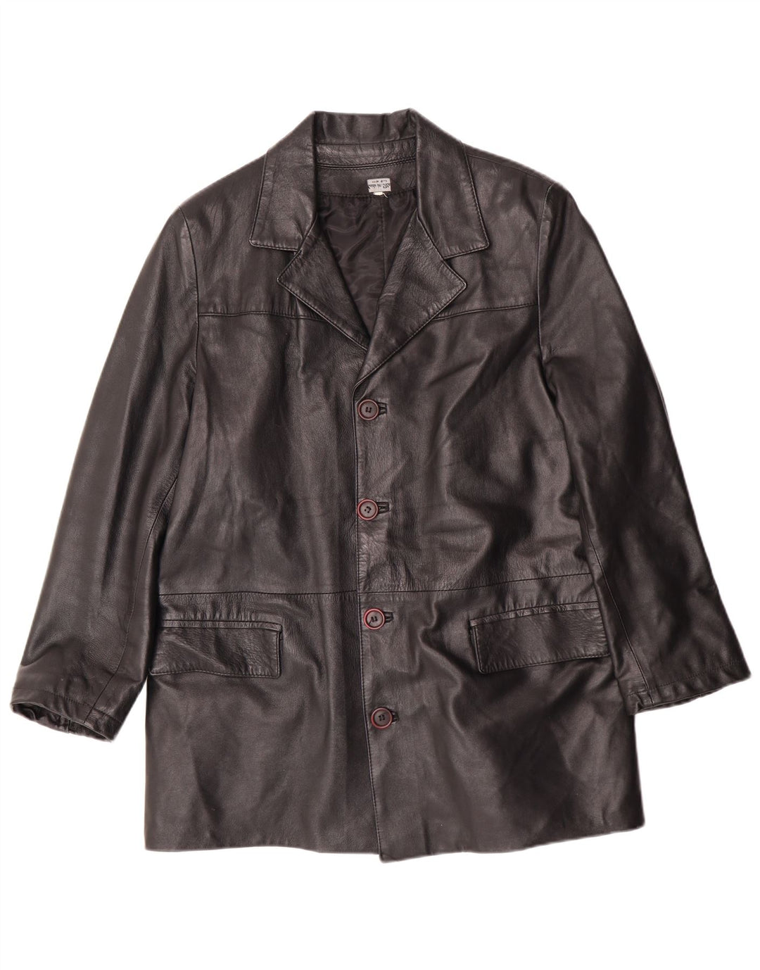 Винтажная мужская кожаная куртка UK 38, средняя черная кожаная классическая куртка