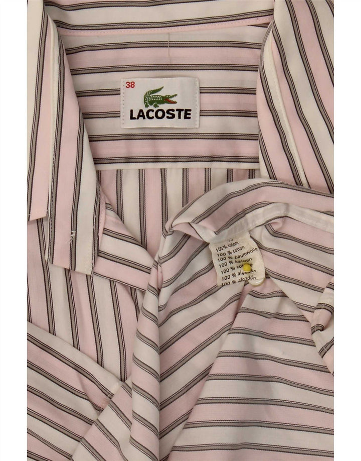 Мужская рубашка с коротким рукавом Lacoste, размер 38, средний размер, розовая полоска, хлопок