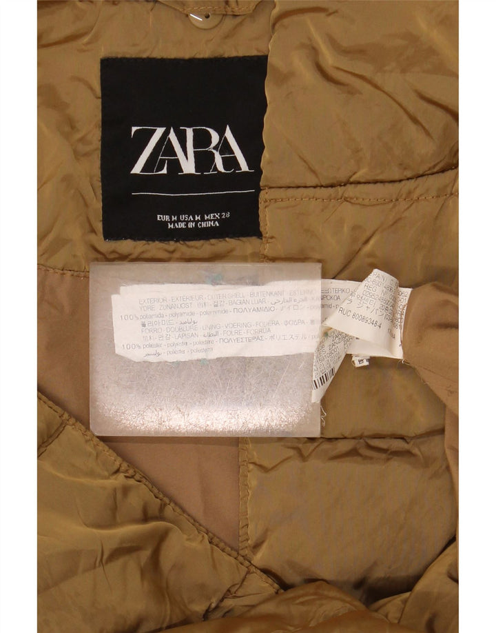 Женская утепленная куртка оверсайз с капюшоном Zara UK 14, средний хаки, полиамид