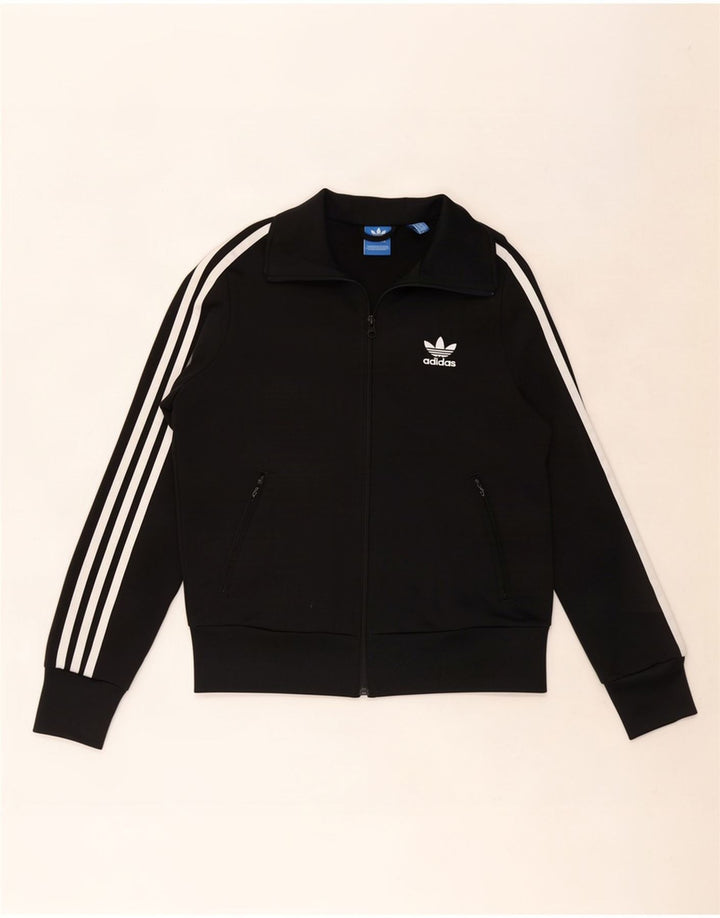Женский спортивный костюм Adidas с графическим рисунком, верхняя куртка UK 10, маленький черный полиэстер