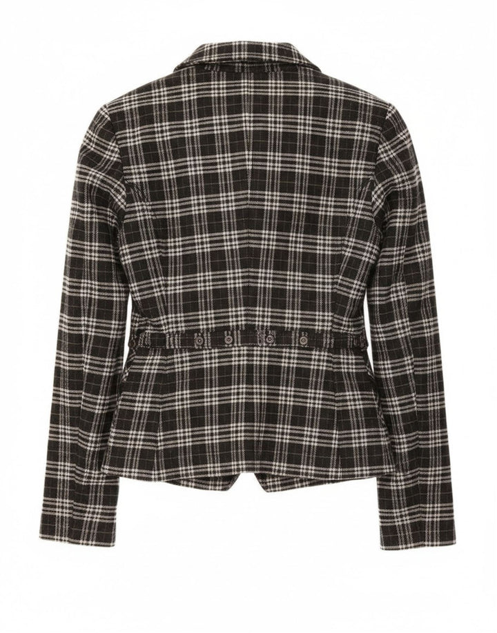Женский пиджак на двух пуговицах Roccobarocco IT 44, хлопковый средний черный в клетку