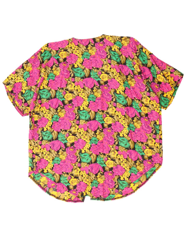 VINTAGE Женская блузка-рубашка оверсайз UK 22 3XL Разноцветный цветочный принт
