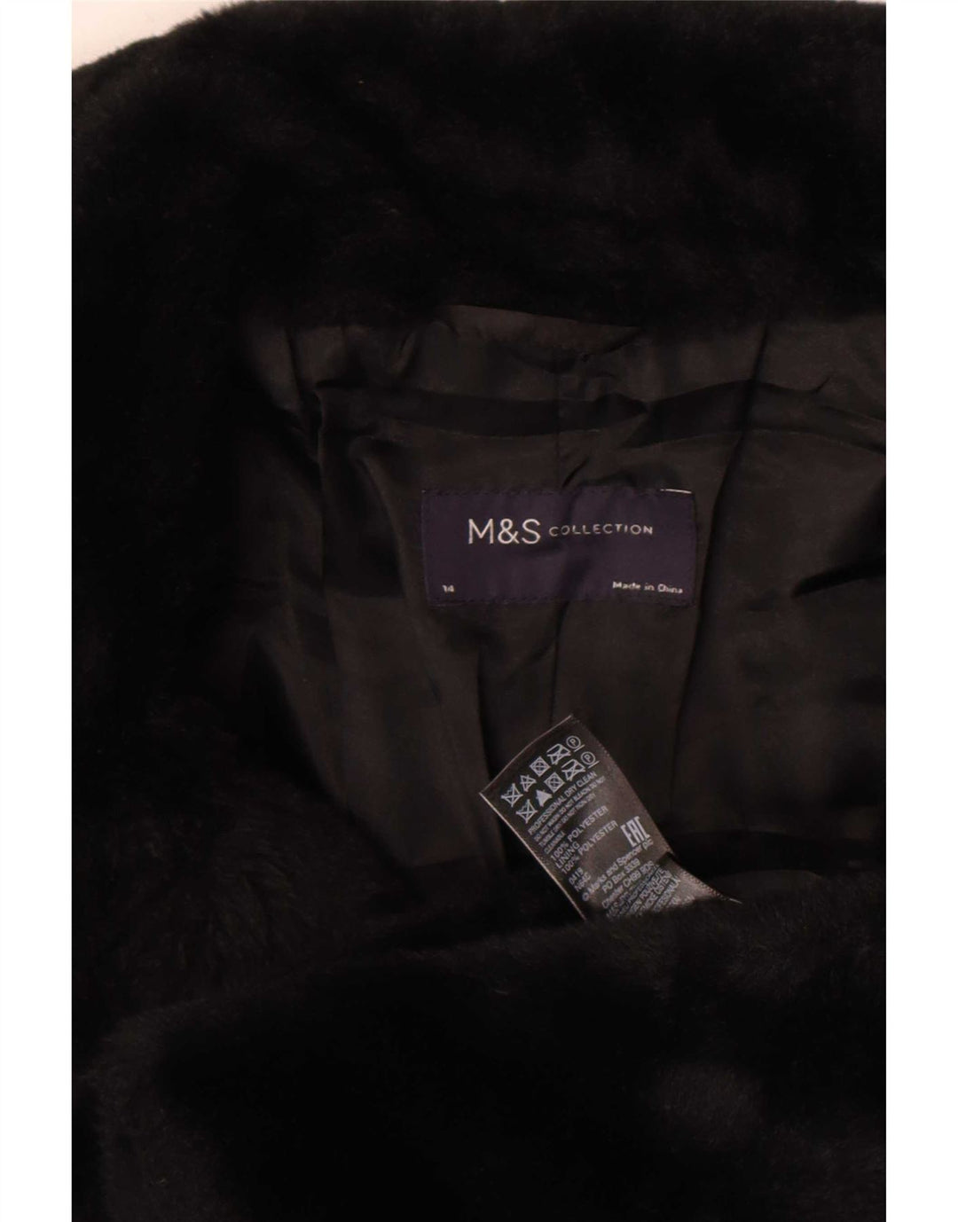 Женская куртка из искусственного меха Marks & Spencer UK 14, средний черный полиэстер