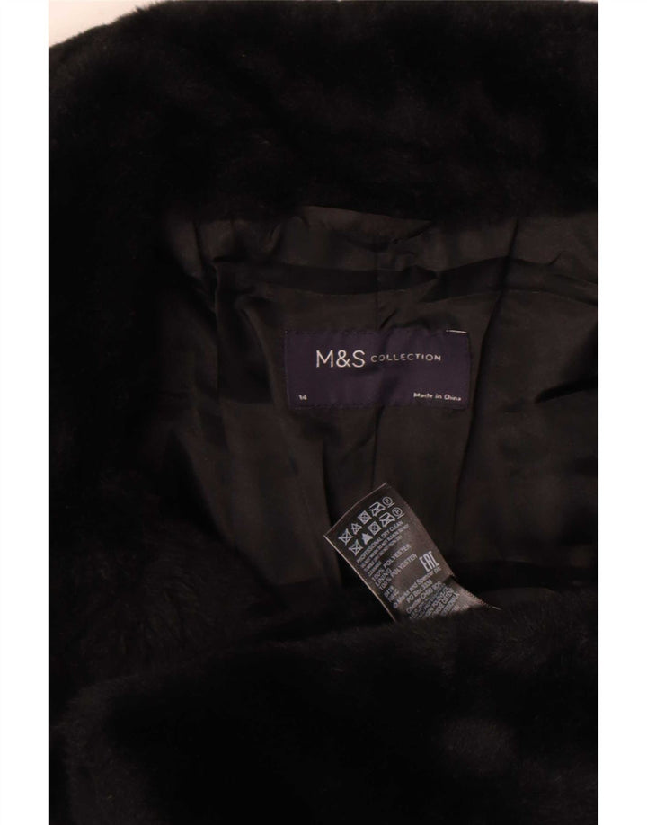 Женская куртка из искусственного меха Marks & Spencer UK 14, средний черный полиэстер