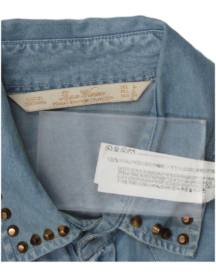 Женская джинсовая рубашка Zara UK 16, большая синяя лиоцелл
