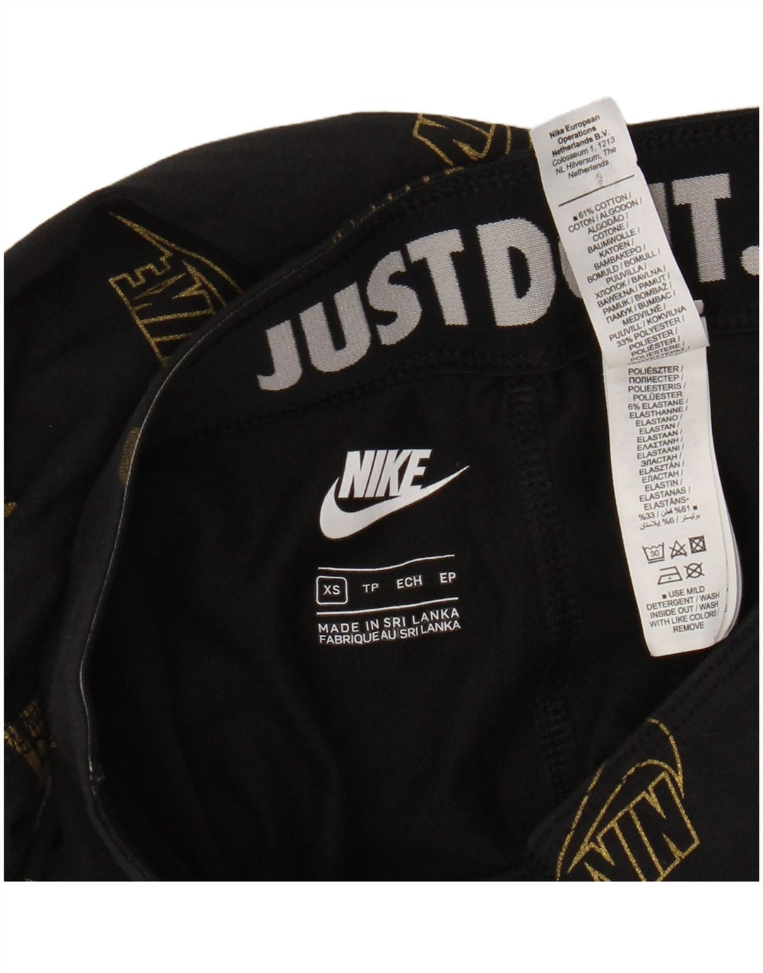 Женские леггинсы с графическим рисунком Nike UK 6 XS, черные хлопковые логотипы