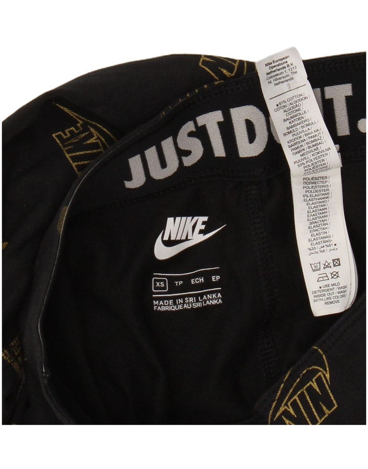 Женские леггинсы с графическим рисунком Nike UK 6 XS, черные хлопковые логотипы