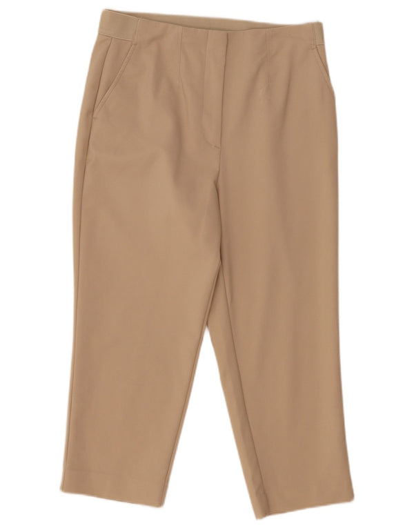 Marks & Spencer Womens High Waist Capri Trousers UK 12 Medium W32 L23 Beige