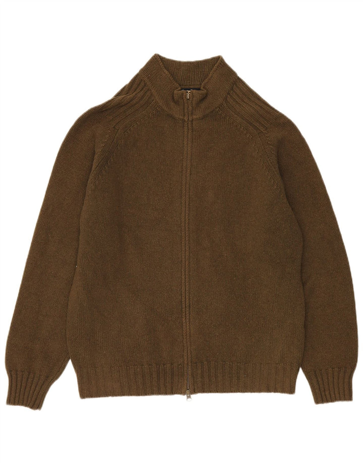 Мужской кардиган MASSIMO DUTTI из шерсти среднего цвета хаки