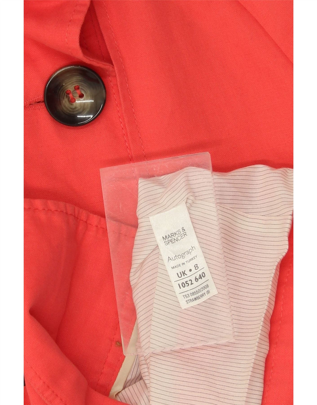MARKS & SPENCER Womens Autograph Pea Coat UK 8 Small  Red Cotton Vintage Marks & Spencer and Second-Hand Marks & Spencer from Messina Hembry 