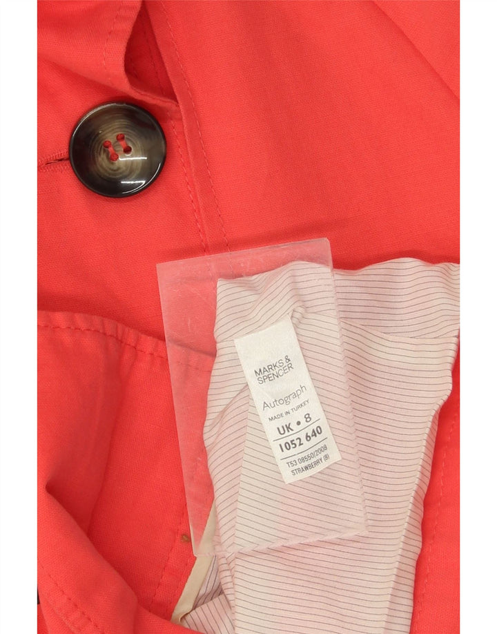 MARKS & SPENCER Womens Autograph Pea Coat UK 8 Small  Red Cotton Vintage Marks & Spencer and Second-Hand Marks & Spencer from Messina Hembry 