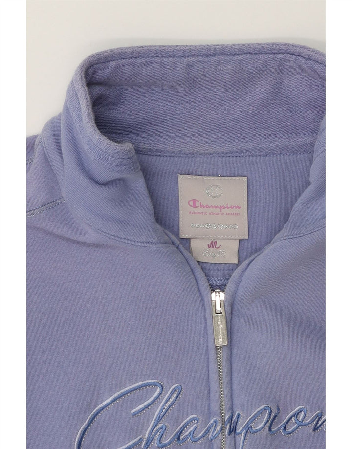 CHAMPION Womens Easy Fit Graphic Tracksuit Top Jacket UK 14 Medium Purple Vintage Champion and Second-Hand Champion from Messina Hembry 